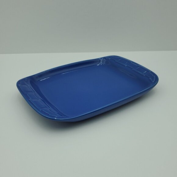 Longaberger Pottery Woven Traditions Cornflower Blue Snack Plate Serving Dish - Picture 3 of 7